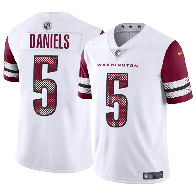 Men's Washington Commanders #5 Jayden Daniels White 2024 Draft Vapor Limited Football Stitched Jersey - Click Image to Close